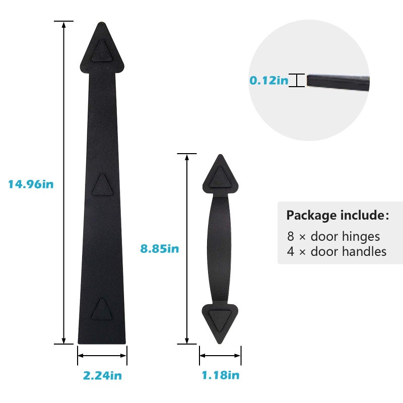 ToLanbbt Magnetic Decorative Garage Door Curb Appeal Faux Hinges Handles Hardware Kit Non-Fade PVC Small Window Panels for Metal Garage Door Decor (2 Sets - 4 Handles 8 Hinges) - Image 2